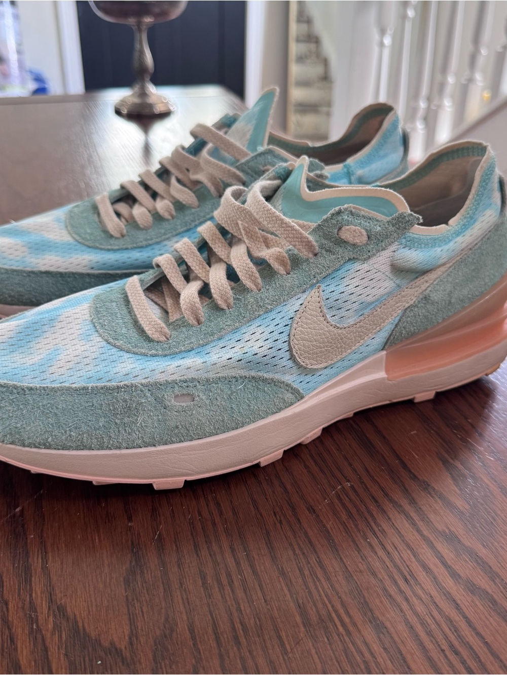 Nike Waffle One Tie Dye Blue Pink DJ0966-991 Size 12 Like New